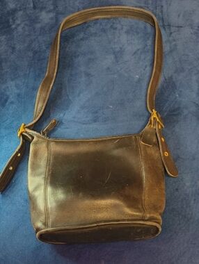 Coach Black Leather Crossbody Bag with Gold-Tone Hardware